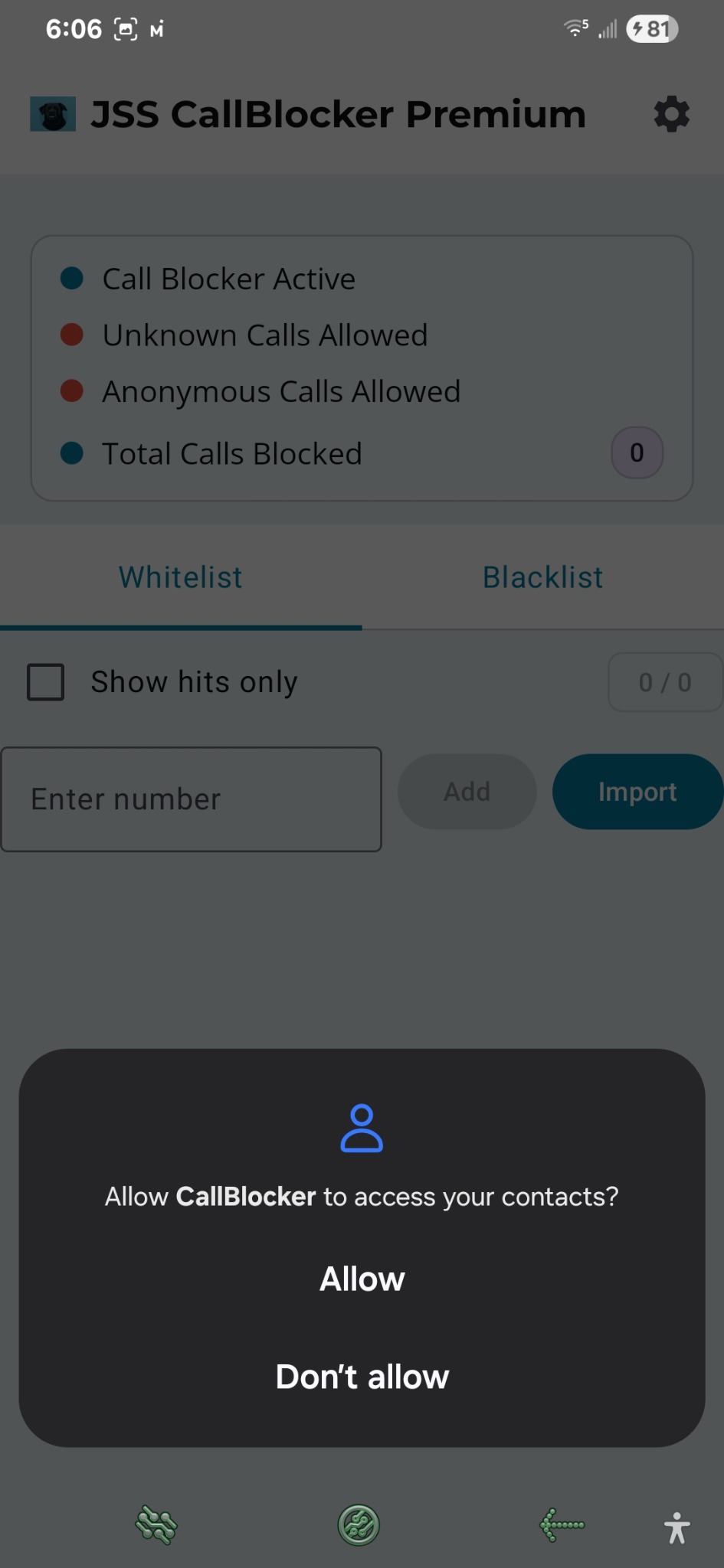 Allow access to Contacts